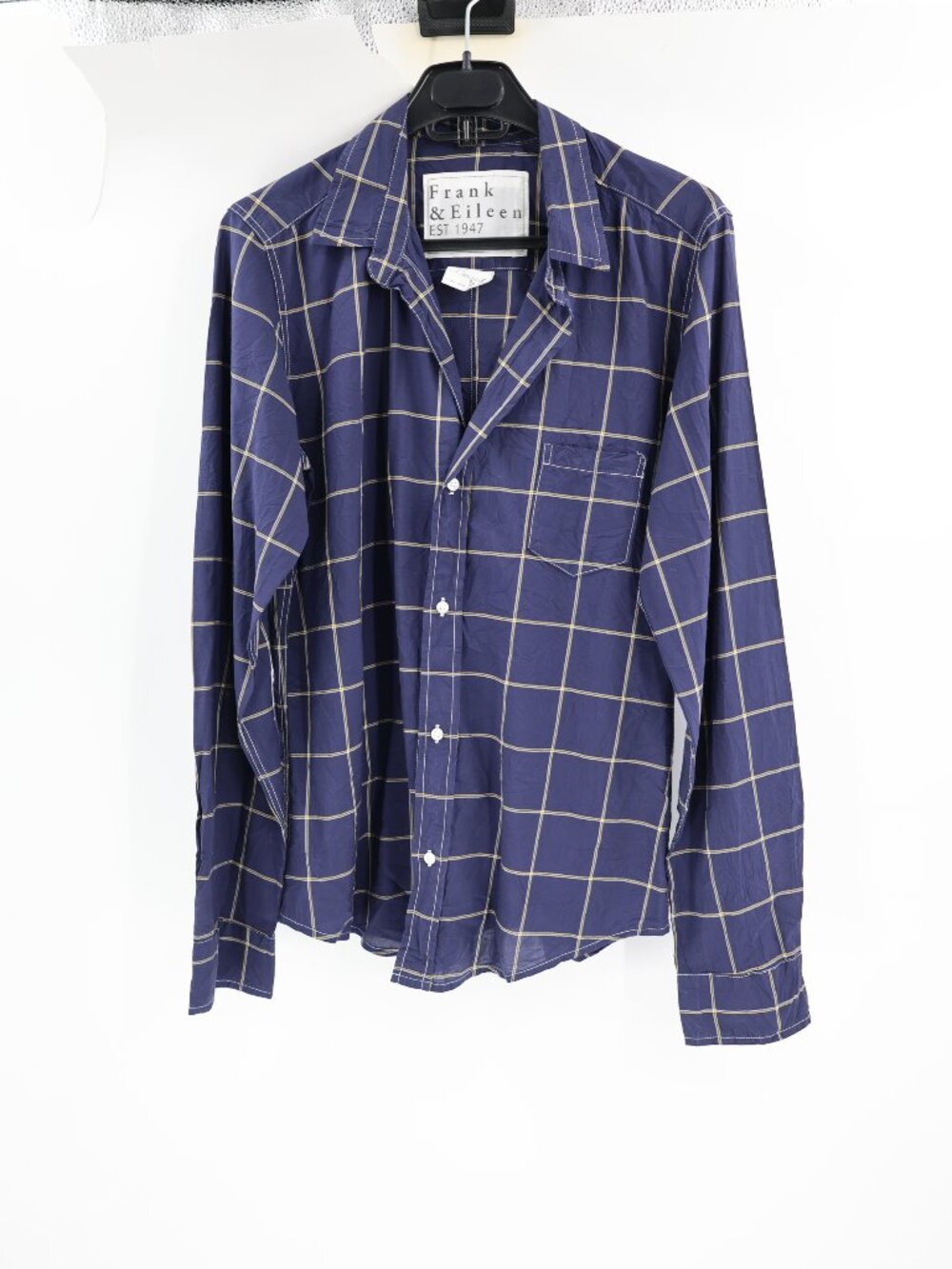 Frank & Eileen Navy Blue Windowpane Button-Down Shirt